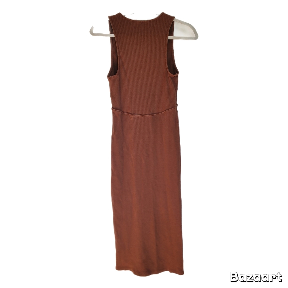 FP Beach Dress L Large Sleeveless Brown Ribbed - Picture 5 of 7